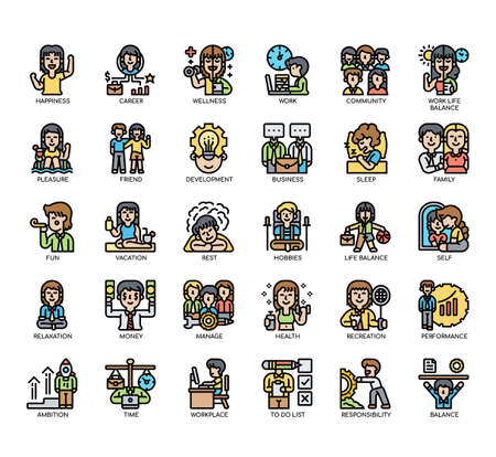 Set of life balance thin line icons for any web and app project.の写真素材