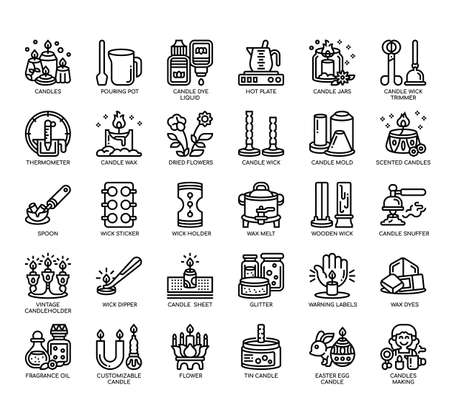 Set of Candles making thin line icons for any web and app project.の写真素材