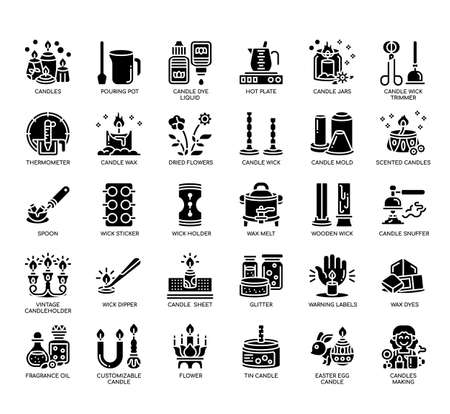 Set of Candles making thin line icons for any web and app project.の写真素材