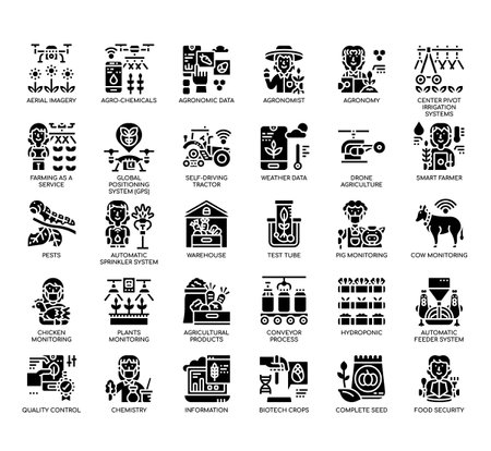 Set of Smart Farm thin line and pixel perfect icons for any web and app project.の写真素材