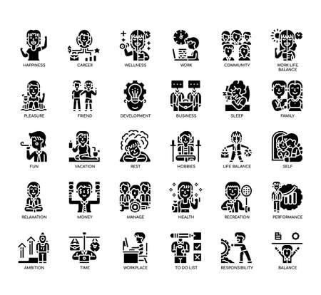Set of life balance thin line icons for any web and app project.の写真素材
