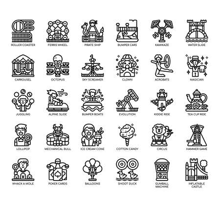 Set of Amusement park thin line and pixel perfect icons for any web and app project.の写真素材