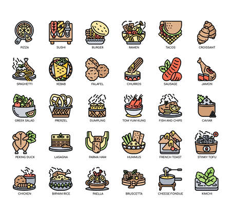 Set of International Cuisine thin line icons for any web and app project.の写真素材
