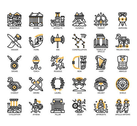 Set of Ancient Greece thin line icons for any web and app project.の写真素材