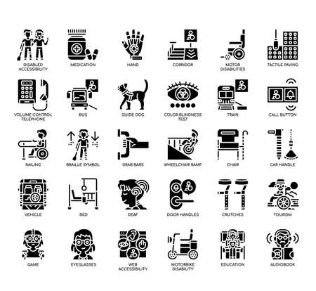 Set of Disabled Accessibility thin line icons for any web and app project.の写真素材