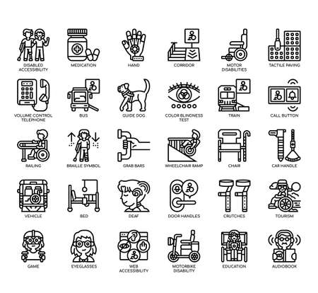 Set of Disabled Accessibility thin line icons for any web and app project.の写真素材