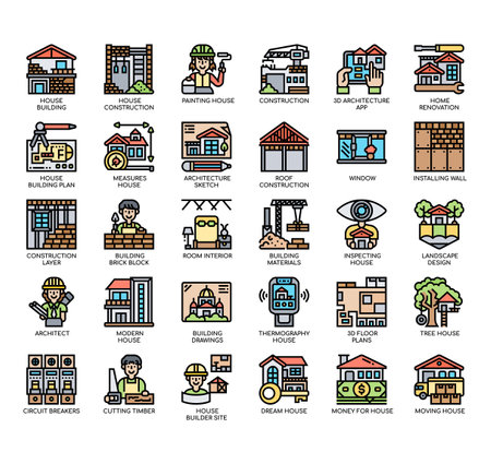 Set of House building thin line icons for any web and app project.の写真素材