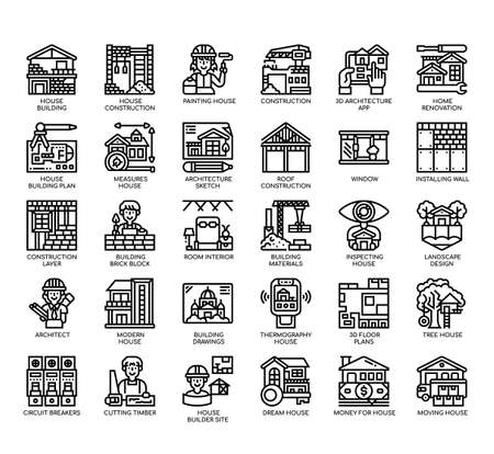 Set of House building thin line icons for any web and app project.の写真素材