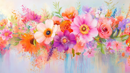 Colorful floral detail with soft blur, emphasizing gentle textures and vibrant natural huesの素材
