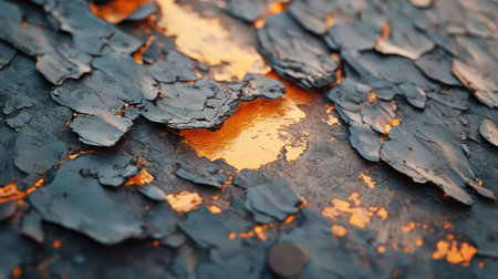 Detailed corroded surface showing metal oxidation and deep texture variations, close-up industrial decayの素材