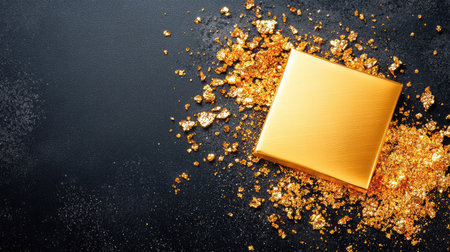 A luminous gold sheet shines amid surrounding dark textures, a metaphor for a standout ideaの素材