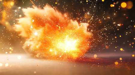 Exploding star sparks in 3D shimmer with brilliance, scattering across a dark canvasの素材