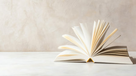 Isolated white hardcover book with smooth design, elegant lighting and no distractions for pure minimalismの素材