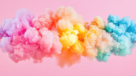 Intense cloud of paint explosion with neon and pastel tones, suspended mid-motion for an artistic effectの素材