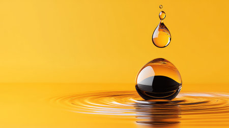 Abstract ripple pattern from a water drop in dual-toned pool, accented with black and goldの素材