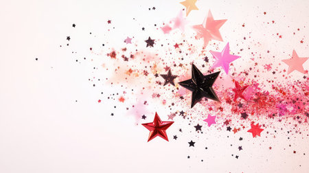 Star-like particles scattered sharply across a moody gradient, perfect for futuristic or festive themesの素材