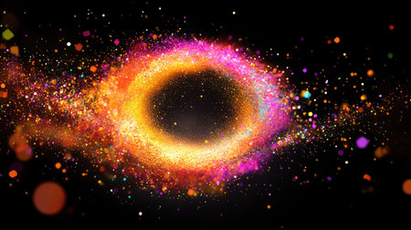 Gleaming particles float outward, leaving a clear central space ideal for placing headlines, logos, or promotional textの素材