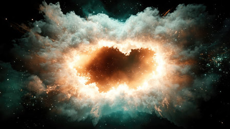 Ethereal light particles surrounding a central gap, creating a frame-like layout for eye-catching text or logosの素材