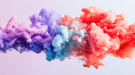 Bold swirling motion of liquid neon inks, blending intense hues of purple, red, and blue into vivid abstract artの素材