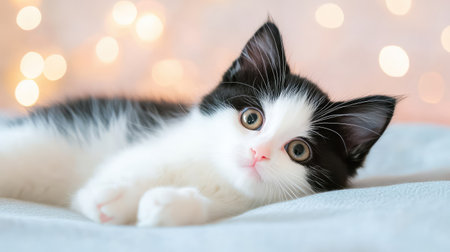 Infinite sky in black and blue with stars twinkling above glowing clouds. Outer space wonder with serene winter eleganceの素材