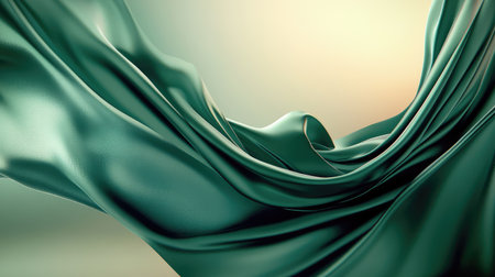 Forest green satin fabric draped with fluid motion, creating a glamorous texture ideal for luxury ads or digital backdropsの素材