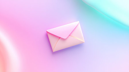 Light-colored geometric background with envelope icon. Grainy pastel texture and subtle gradient transitions in soft blue and lilacの素材