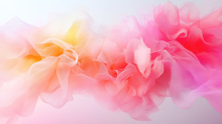 Vibrant mix of pink, peach, and white with flowing explosion shapes. Grain texture and mesh create dynamic fluid motionの素材