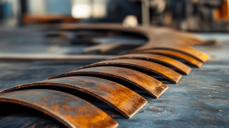 This image features a close-up view of rusty metal gear teeth, highlighting the intricate texture and design in an industrial workshop setting.の素材
