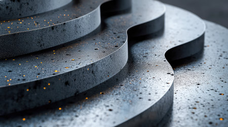 Explore an abstract close-up of curved metallic layers, showcasing unique textures and sparkling details that create a contemporary artistic expression.の素材