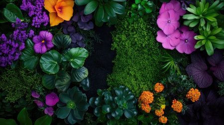 A stunning display of vibrant flowers and lush greenery creates a captivating springtime atmosphere, perfect for nature lovers and gardening enthusiasts.の素材