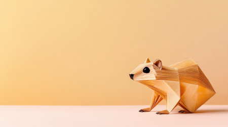 This charming paper squirrel model features intricate details and a soft pastel background, perfect for art, nature, or craft-themed projects.の素材