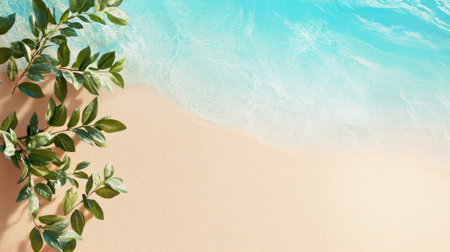 Experience the peace of a picturesque beach with soft sand, gentle waves, and vibrant greenery. Ideal for themes of nature, relaxation, and vacation.の素材