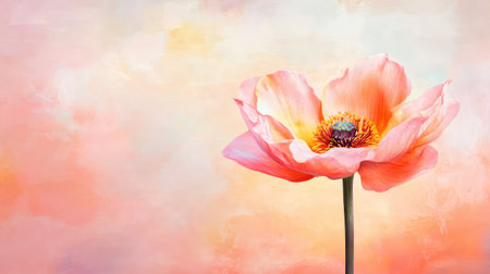 A stunning close-up of a delicate pink flower against a soft pastel background. This image captures the beauty of nature and elegance in a serene setting.の素材