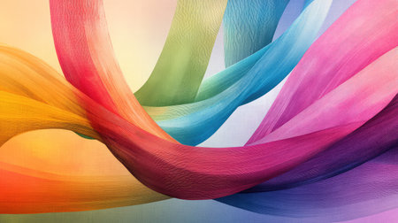 This abstract image features vibrant, flowing waves of color, creating a sense of movement and fluidity. Ideal for artistic backgrounds and designs.の素材