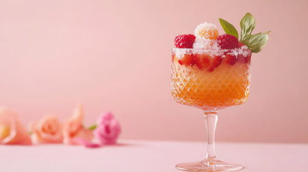 A visually stunning layered dessert featuring fresh raspberries, creamy texture, and a hint of coconut, perfect for summer gatherings and special occasions.の素材