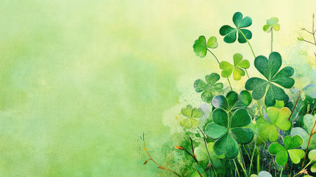 A serene image showcasing lush green clover leaves against a soft, blurred background, perfect for representing nature, luck, and growth themes in various designs.の素材