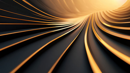 This captivating abstract image features smooth curves flowing gracefully, illuminated by warm light effects. Ideal for creative projects, it enhances visual impact.の素材