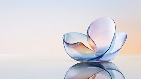 This stunning glass bowl showcases elegant curves and a gradient color palette, perfect for enhancing modern interiors with its artistic appeal.の素材