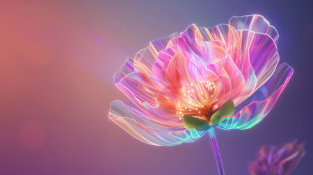 A stunning illustration of a vibrant flower, showcasing colorful petals and a soft glow, set against a dreamy background that sparks imagination.の素材
