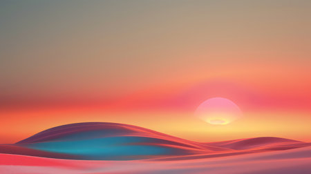 A captivating scene featuring a stunning sunset over rolling dunes, showcasing vivid pink and blue hues that evoke a sense of tranquility and beauty.の素材