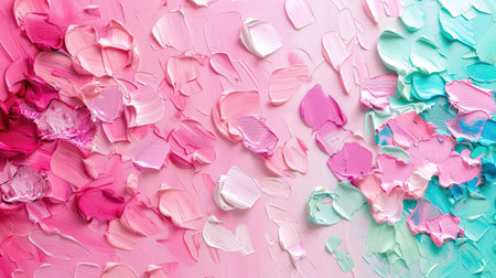 A stunning abstract image featuring soft pastel colors of pink and mint, created with textured brush strokes. Ideal for creative projects and artistic backgrounds.の素材