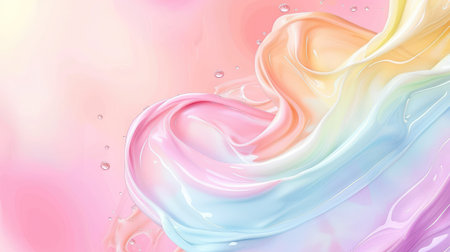 This captivating abstract image showcases swirling colorful liquids against a gentle pastel background, creating a dreamy and artistic effect ideal for various creative projects.の素材
