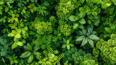 Explore a vibrant collection of lush green leaves showcasing a variety of textures and shades, perfect for creating serene natural backgrounds in projects.の素材