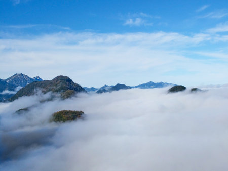 Sea of clouds at the top of mountain view pointの写真素材