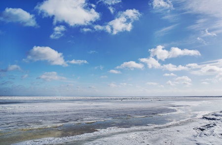 Clouds space above Baltic sea in a spring.の写真素材