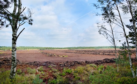 Peat industry, a turf extraction in Latvia.