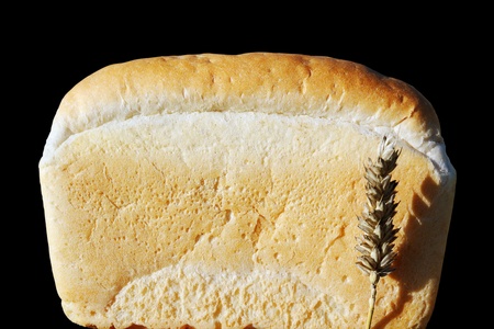 Cold bread with one ear isolated on the black background.