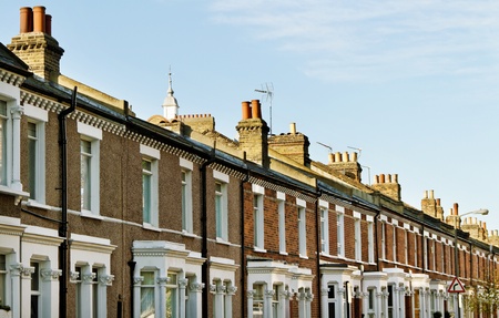 Homes in the London with chimneis.の写真素材