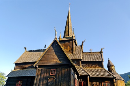 Part of ancient Norway church in Lom.の写真素材