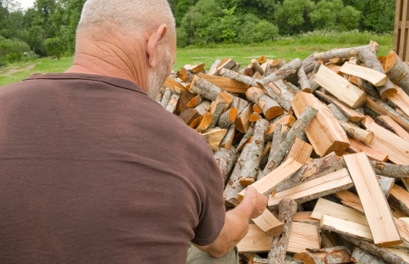 Old man s back with discoloured shirt の写真素材